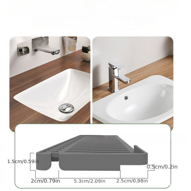 Get the 1pc FlexiGuard Silicone Sink Splash Guard and Drip Catcher Tray for Kitchen & Bathroom - Slim Water Barrier with Anti-Slip Countertop Protection Mat.