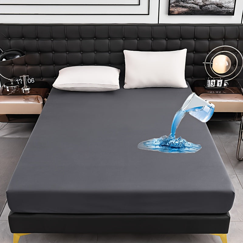 Upgrade your bedding with our Ultra-Soft Waterproof Fitted Sheet in Solid Black. Made with breathable and comfortable material, this sheet features deep pockets for a secure fit. Easy to machine wash, this sheet is perfect for any bedroom, guest room