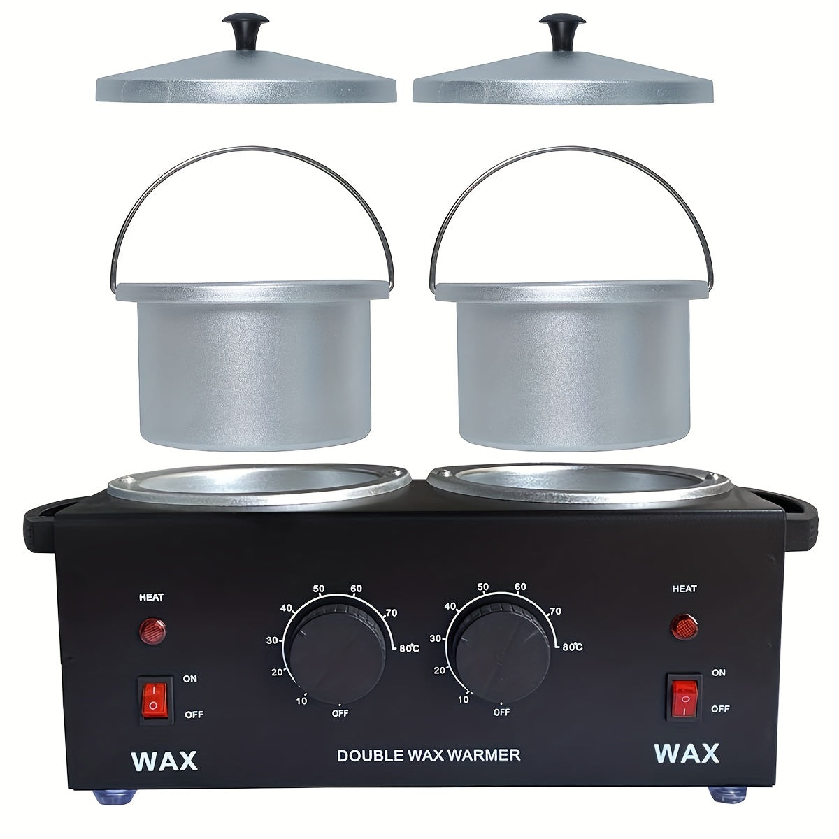 Dual waxing machine with adjustable temperature for professional hair removal in salons.