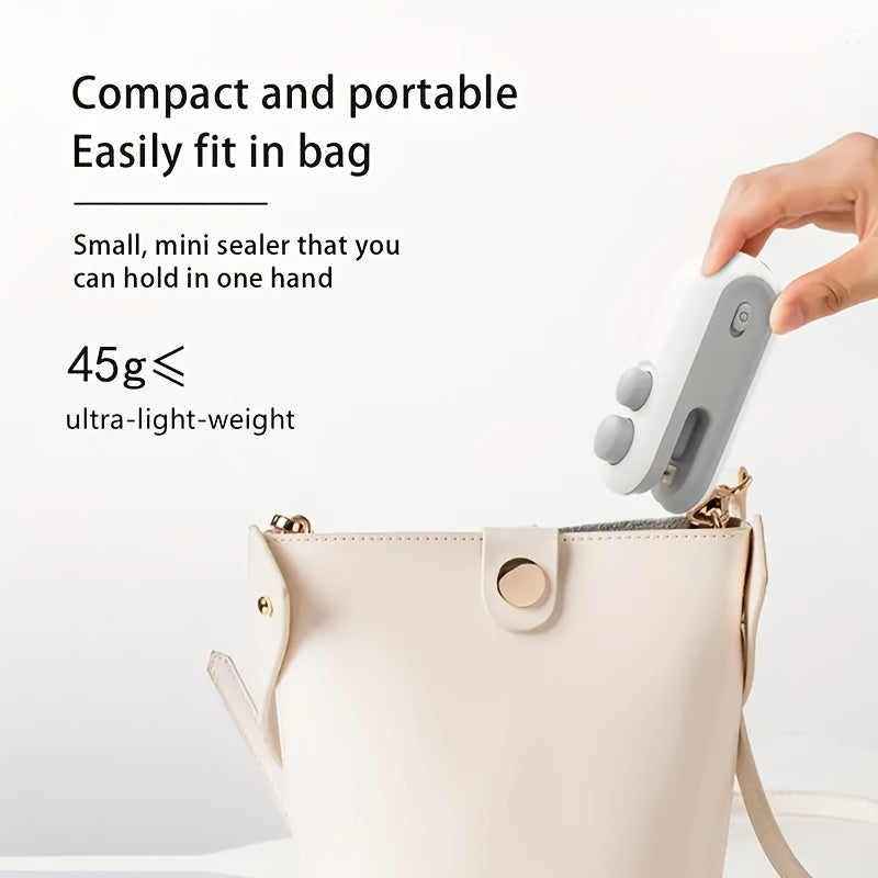 Compact Mini Bag Sealer, Rechargeable Handheld Heat Press Cutter with USB, Suitable for Non-Food Items, Includes Built-in Lithium Battery, 16W Power, Made of Plastic Material, Semi-Automatic Function for Resealing Snack Bags.