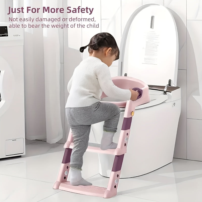 Adjustable Height Potty Training Seat with Ladder, Made of PVC Material, Features Non-Slip Feet and Easy-to-Clean Design. Includes Ideal Gift for Christmas, Halloween, Thanksgiving, Suitable for Children Ages 0-6 Years Old.