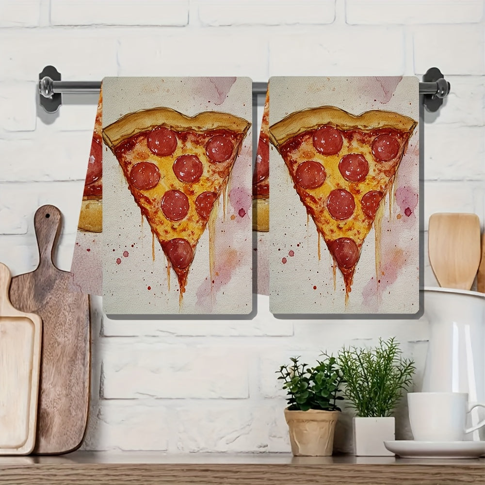 Get two ultra soft kitchen towels featuring a funny "Pizza Is My Valentine" design. These highly absorbent and machine washable dish hand towels measure 40.64x60.96 cm, making them perfect for Valentine's Day decor or everyday use.