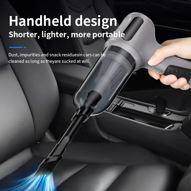 Compact Cordless Vacuum Cleaner with Strong Suction - Rechargeable via USB, Perfect for Cars & Household Cleaning, Comes with Extra Attachments