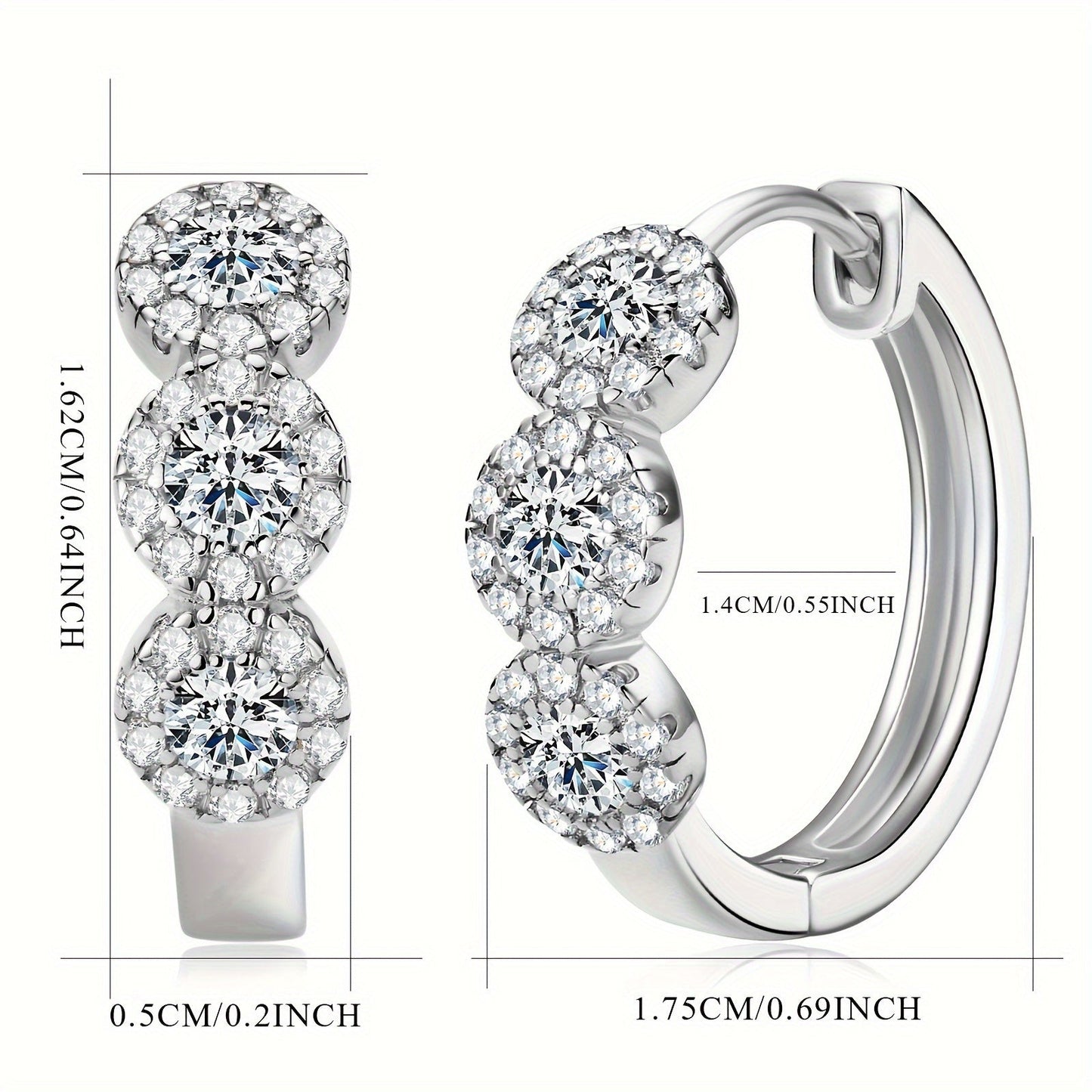 Elegant Classic Hoop Earrings featuring 925 Sterling Silver and 2.7mm Round Moissanite Stones, 14K Golden Plated. With 0.42ct Total Synthetic Moissanite and Zirconia Accents, these earrings are perfect for Women's Daily Wear and Special Occasions like