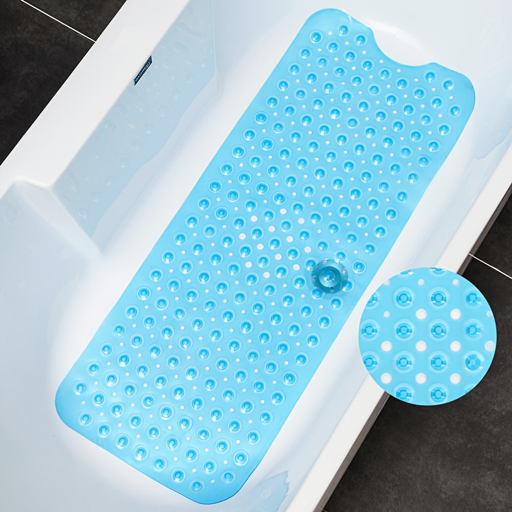 Extra Long Bathtub Mat with PVC Material, Non-slip Surface, Suction Cups and Drain Holes, Anti-slip Carpet for Bathtub, Essential Bathroom Accessory