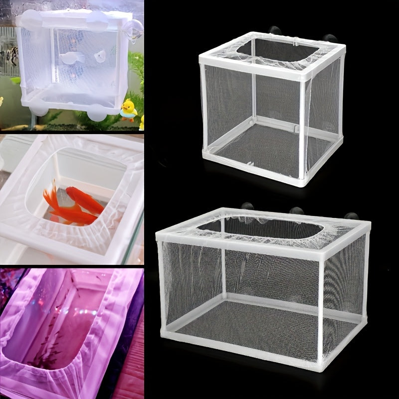 1pc Aquarium Breeding Isolation Net made of durable PE material for fish and shrimp separation in small tanks.