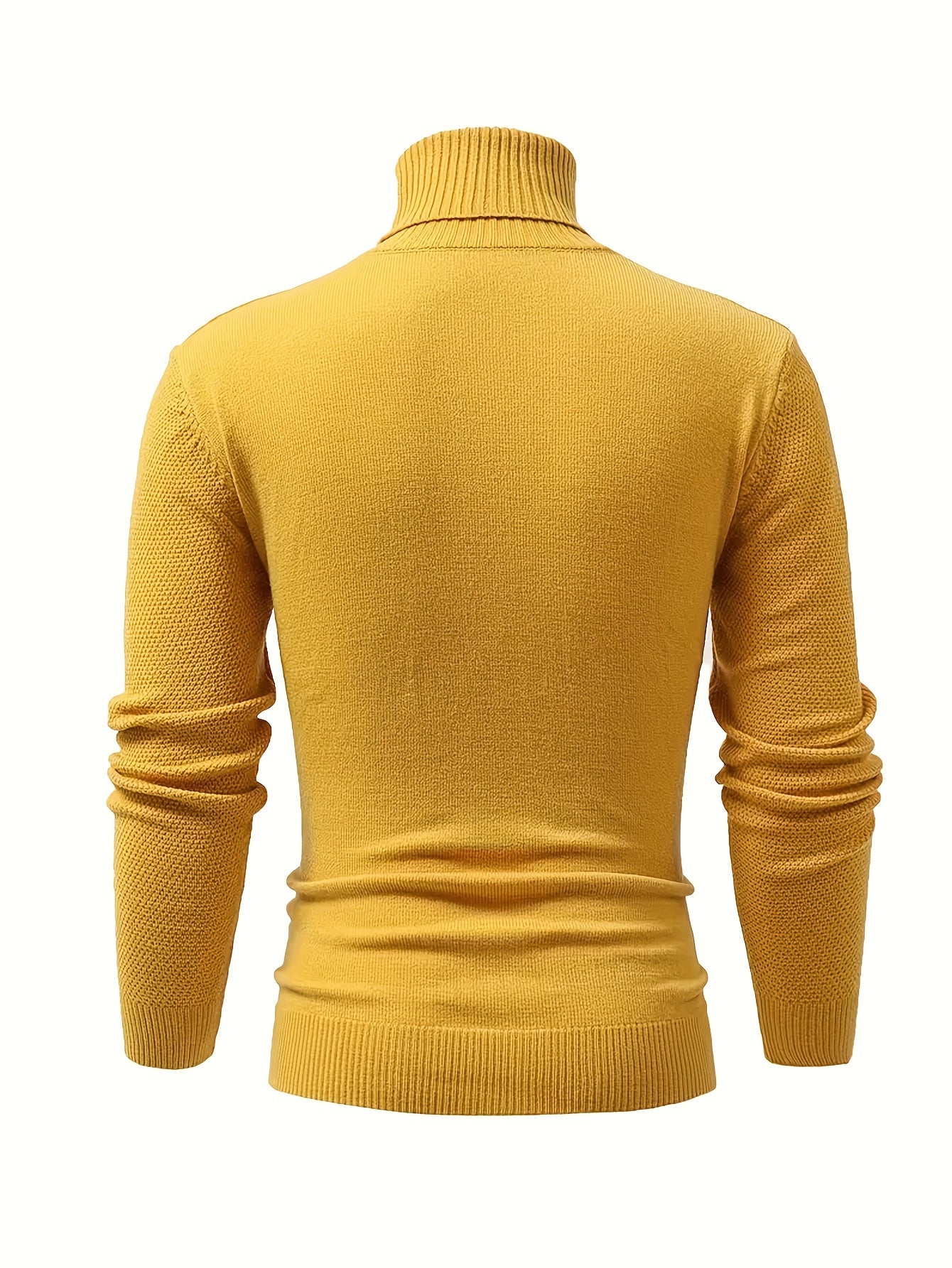 Men's cable knit turtleneck sweater for fall/winter, warm and stretchy pullover with solid color, long sleeves, blend fabric.