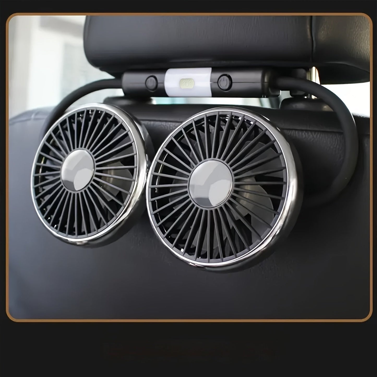 The Anirun Dual-Head Car Fan features adjustable angle, powerful wind output, and effortless installation. This fan is USB powered, requiring no batteries, making it ideal for all seating positions in your car.