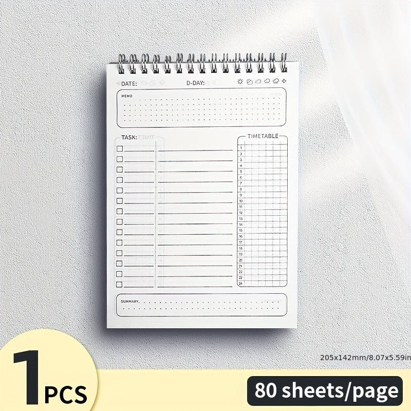 A5 daily planner notebook with 160 pages for organizing schedules and tasks at work or school.