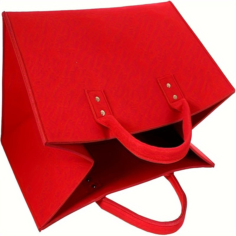 Red Felt Wood Storage Bag for Firewood, Strong and Long-lasting Firewood Carrier, Simple to Carry, a Practical Accessory for Home Kitchen Fireplace, Convenient Wall-Mounted Firewood Holder Bag.