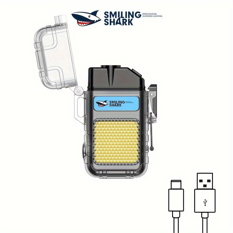 Smiling Shark Ultra-Bright USB Rechargeable Flashlight & Lighter - Ideal for Camping, Hiking, and Night Adventures