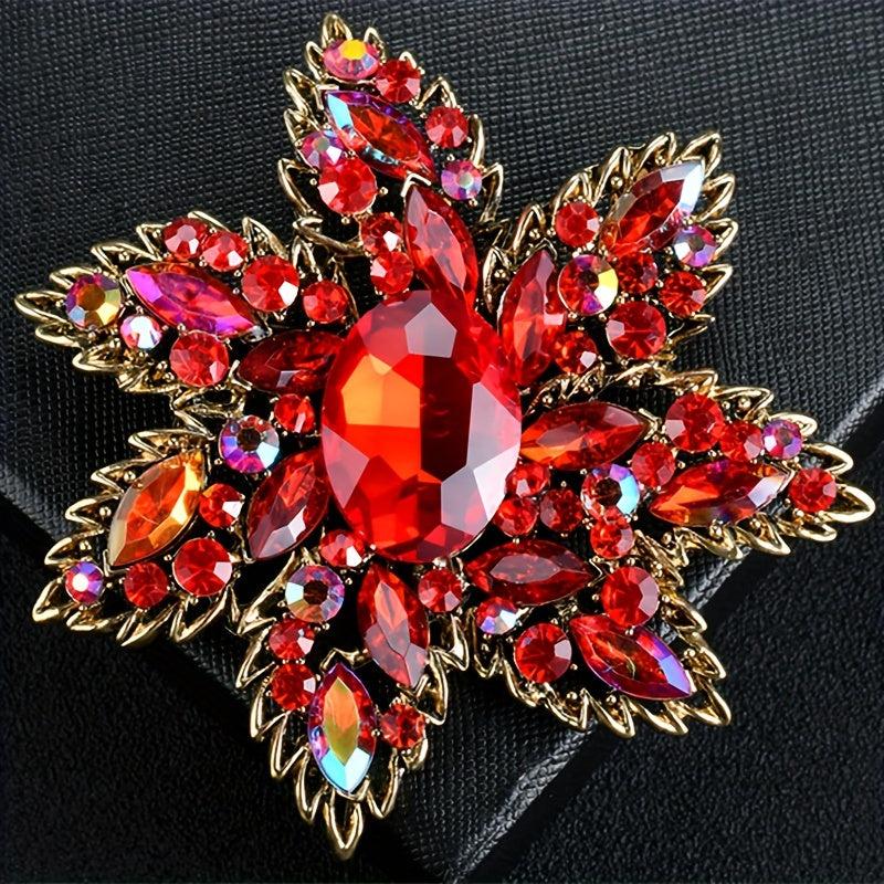 Vintage Rhinestone Flower Brooches for Men, Classic Crystal Pins for Parties and Banquets, Perfect Gift Option