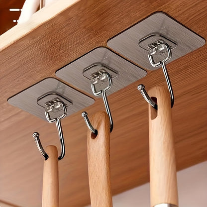 5 heavy-duty universal adhesive hooks for bathroom accessories, featuring large waterproof stick-ons