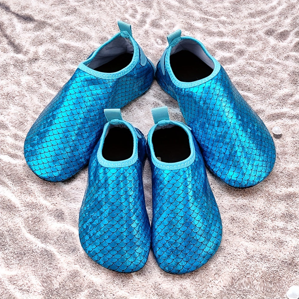 Girls' Mermaid Scale Aqua Socks - Slip-On Footwear for Beach, Pool & Outdoor Activities