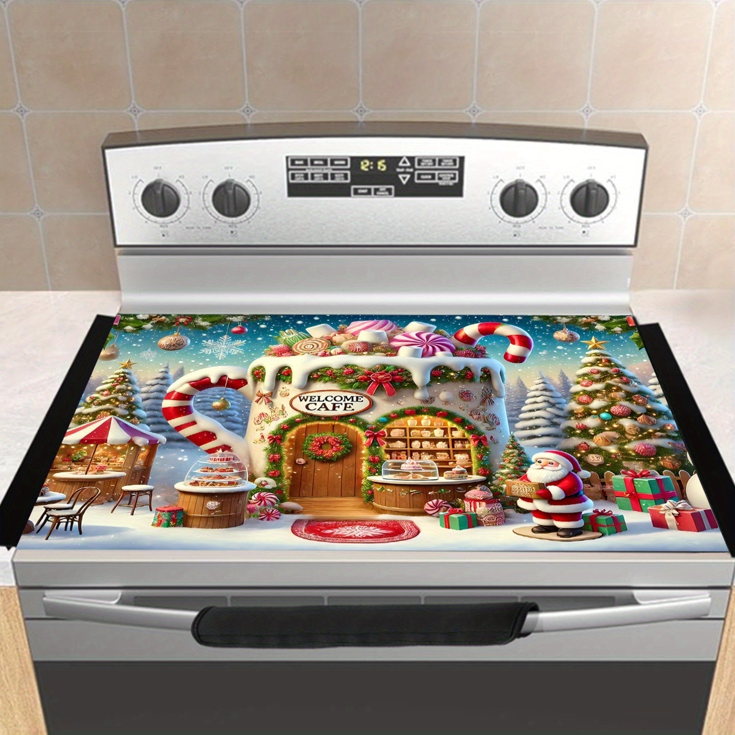 Protect your electric glass stove or cooktop this festive season with the 1pc Festive Christmas Anti-Slip Stove Top Protector. This waterproof, scratch-preventing, and heat-resistant cover is easy to clean and requires no electricity. Keep your