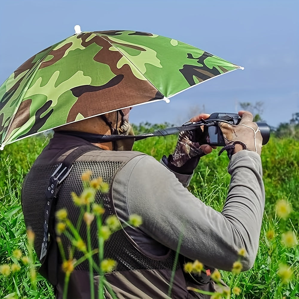 Elastic headband umbrella hat, suitable for camping and fishing, with UV protection.