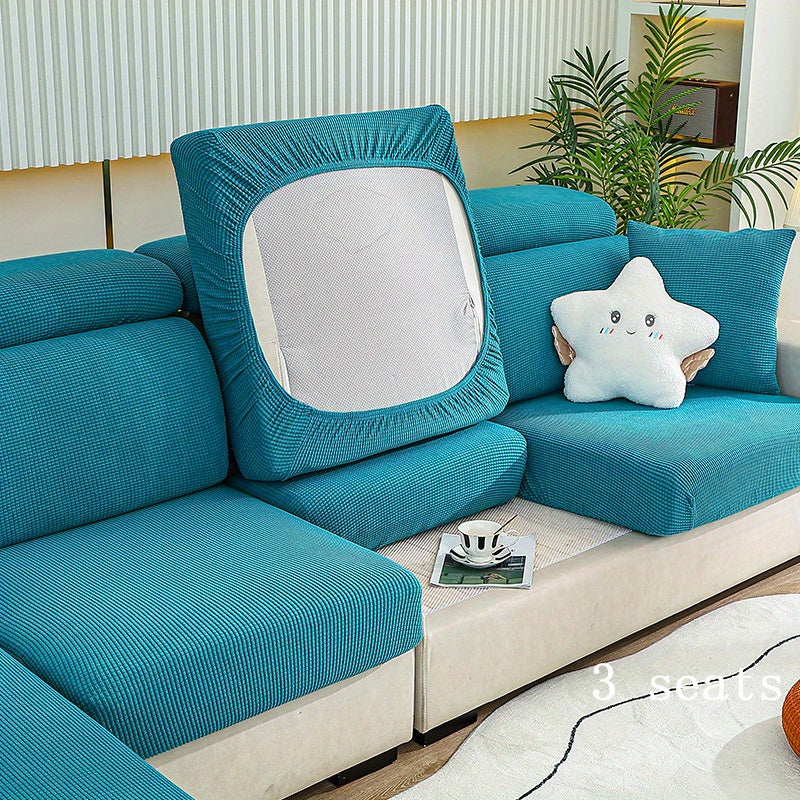 Anti-slip sofa cushion cover with elastic band for universal furniture protection in bedroom, office, and living room. Four seasons slipcover for comfortable and stylish seating.