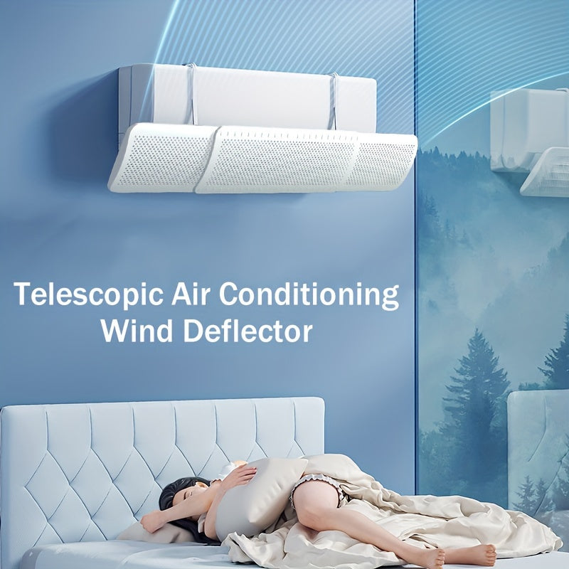 The Universal Retractable Air Conditioner Windshield features 2 pieces, eliminates the need for draining, allows for easy wind direction adjustment, saves energy, is simple to install, and provides efficient and comfortable cooling.