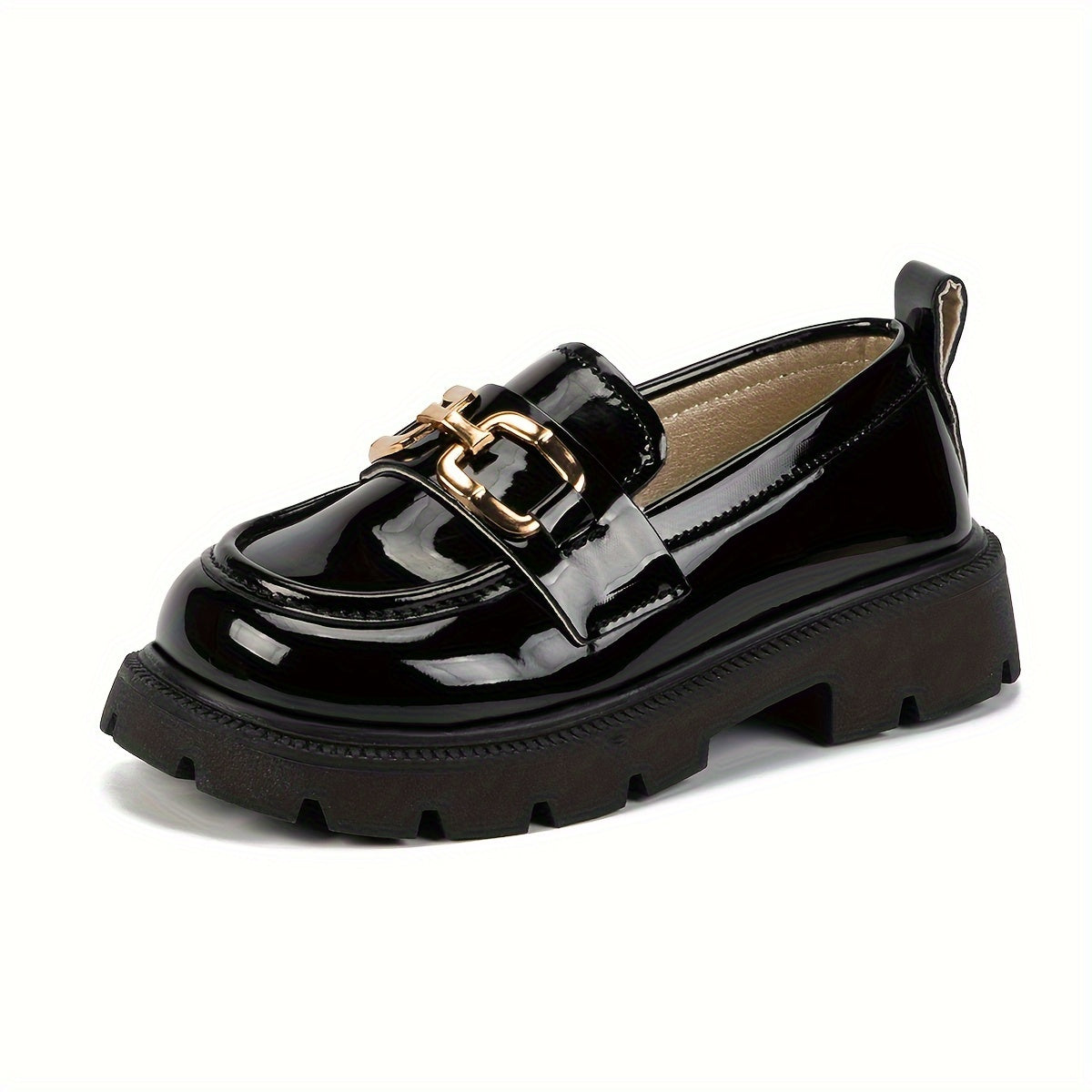 Fashionable loafers with metal buckle for kids - comfortable slip-on shoes for all seasons.