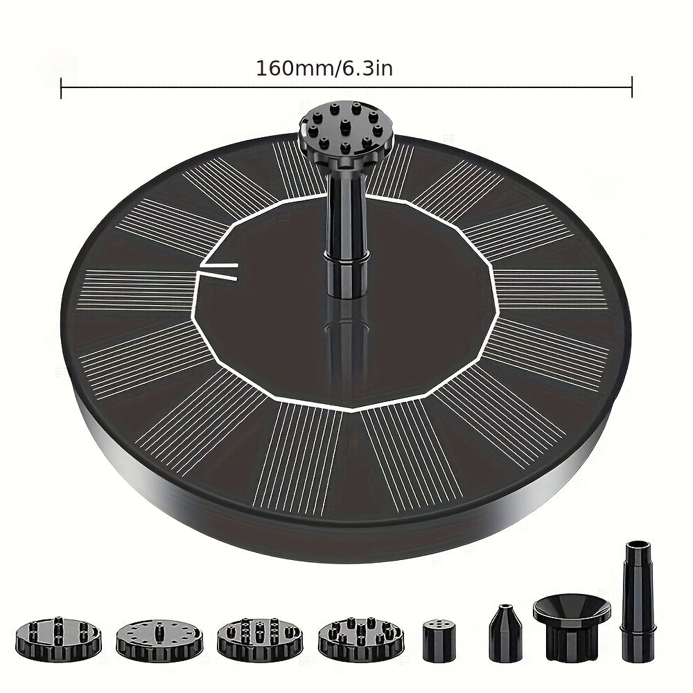 1 Set 2.5W Solar Bird Bath Fountain Pump with 6 Nozzles, 6.3-inch Pump for Gardens, Ponds, Swimming Pools, Fish Tanks, Aquariums, and Outdoors.