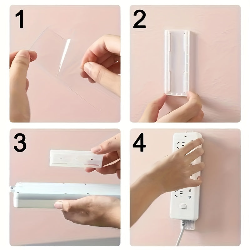 4 self-adhesive wall hooks for organized storage without leaving marks.