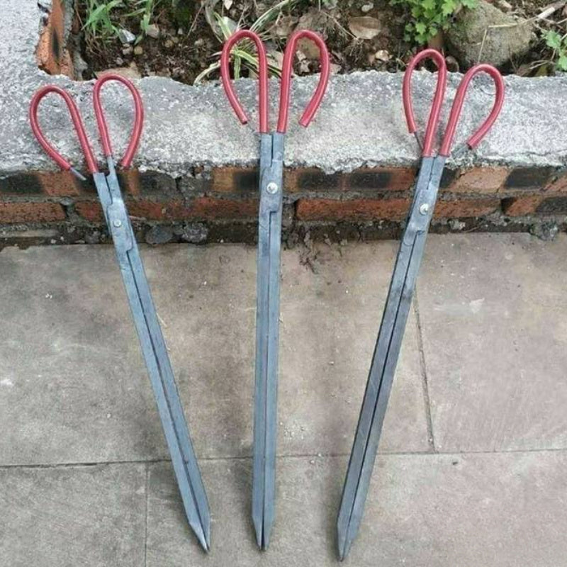 Durable Fireplace Tongs for Charcoal, Coal, and Logs - Long Handle Metal Tool for Indoor and Outdoor Use without Electricity