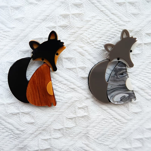 Adorable Fox Acrylic Brooch Pin - Cartoon Animal Design, Stylish Fox Shape, Lapel Badge for Fashionable Clothing Accessories