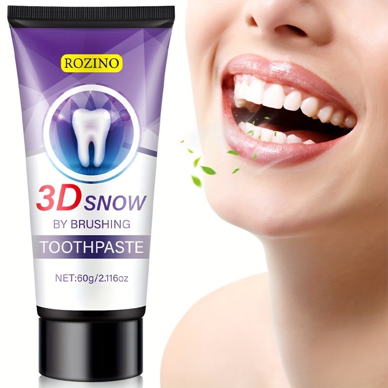 ROZINO 3D Snow Toothpaste: Whitens, Brightens, Freshens breath, Protects gums, Cream formula with Natural Ingredients for Daily Oral Care.