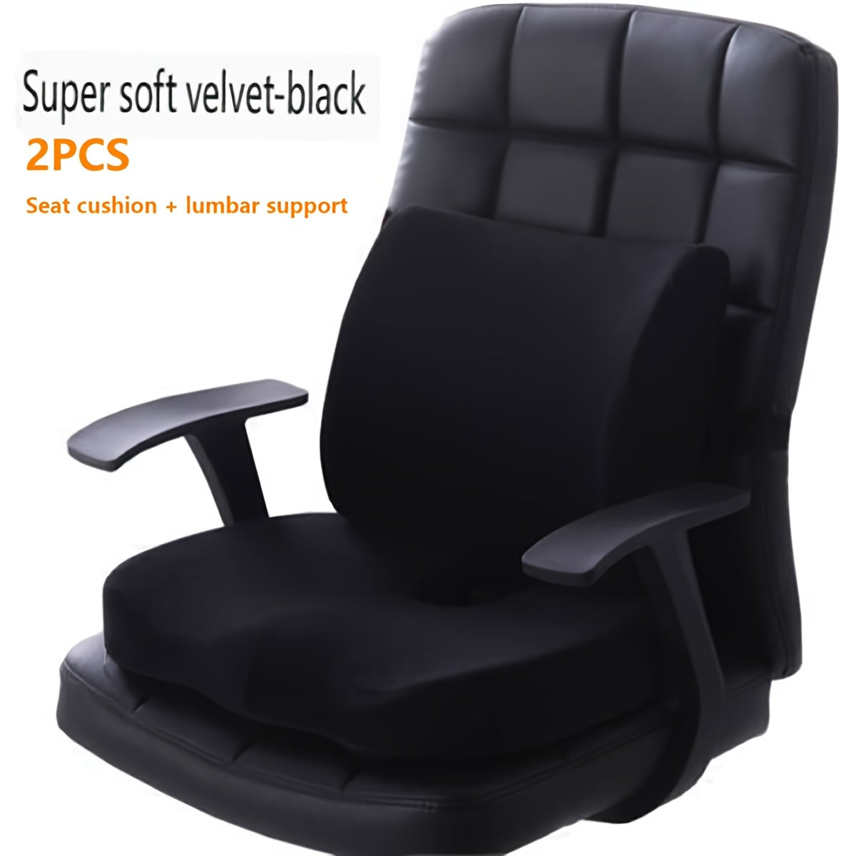 Set of 2 memory slow rebound cushions, including 1 waist support cushion and 1 dining chair cushion for office chair, car booster seat, and more. Provides back support and comfort.