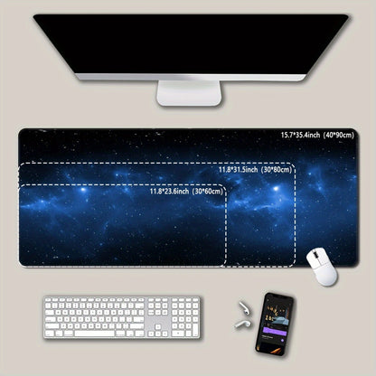 1 large mouse pad with starry night sky design, durable non-slip polyester material for gaming, office, and studying, perfect for gamers and professionals.