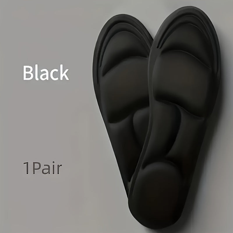 Unisex black polyester sports insoles with shock absorption, sweat absorption, and odor prevention. Lightstep Feel Comfortplus 5D technology for soft, breathable, and lightweight all-day