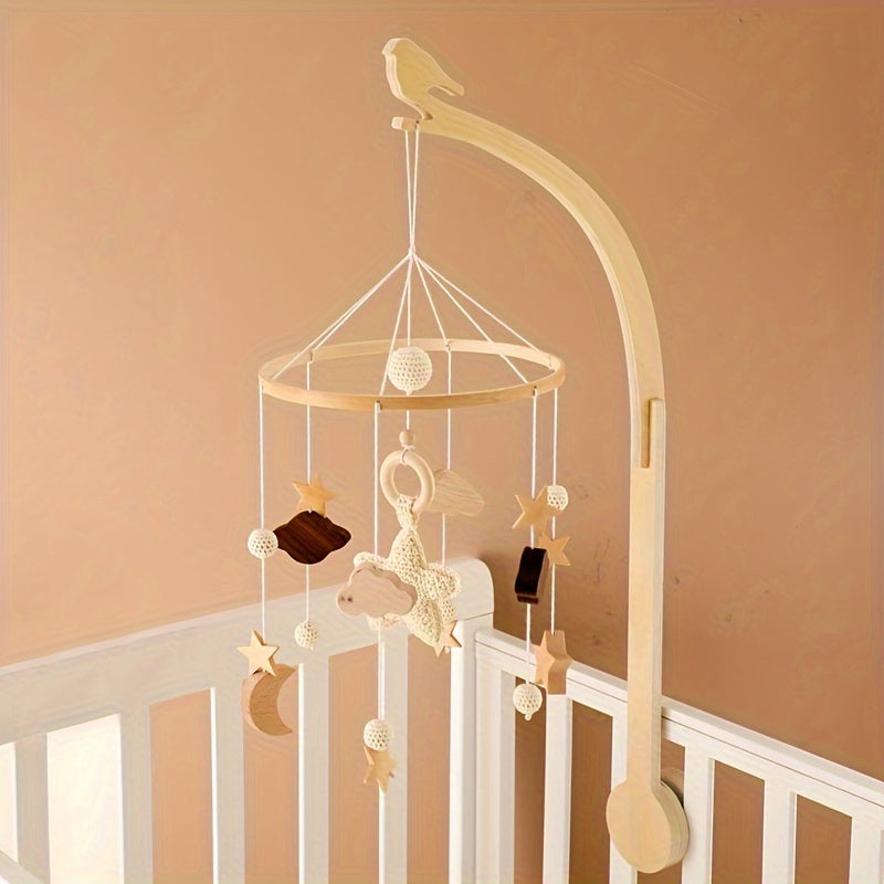 Kids' bed hanging wooden bird bell bracket, home decoration accessory.