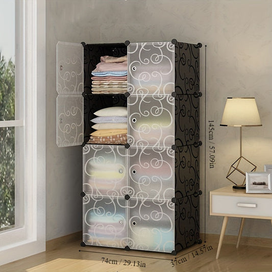 1 piece of Simple Wardrobe, Combination Wardrobe and Clothing Storage Cabinet. It can also be used for Household Miscellaneous Storage. This Stackable and Expandable Organizer helps in saving space in Bedrooms, Study Rooms, Living Rooms, and Dormitories.