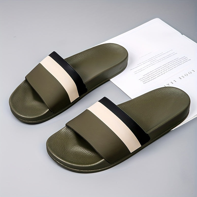 Gender-neutral Color Block Open Toe Slippers for Men and Women, featuring Soft, Durable Sole with Non-slip Comfort.