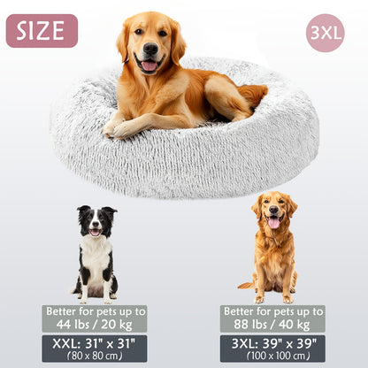 Cozy round pet bed for dogs, ideal for autumn and winter indoor sleeping.