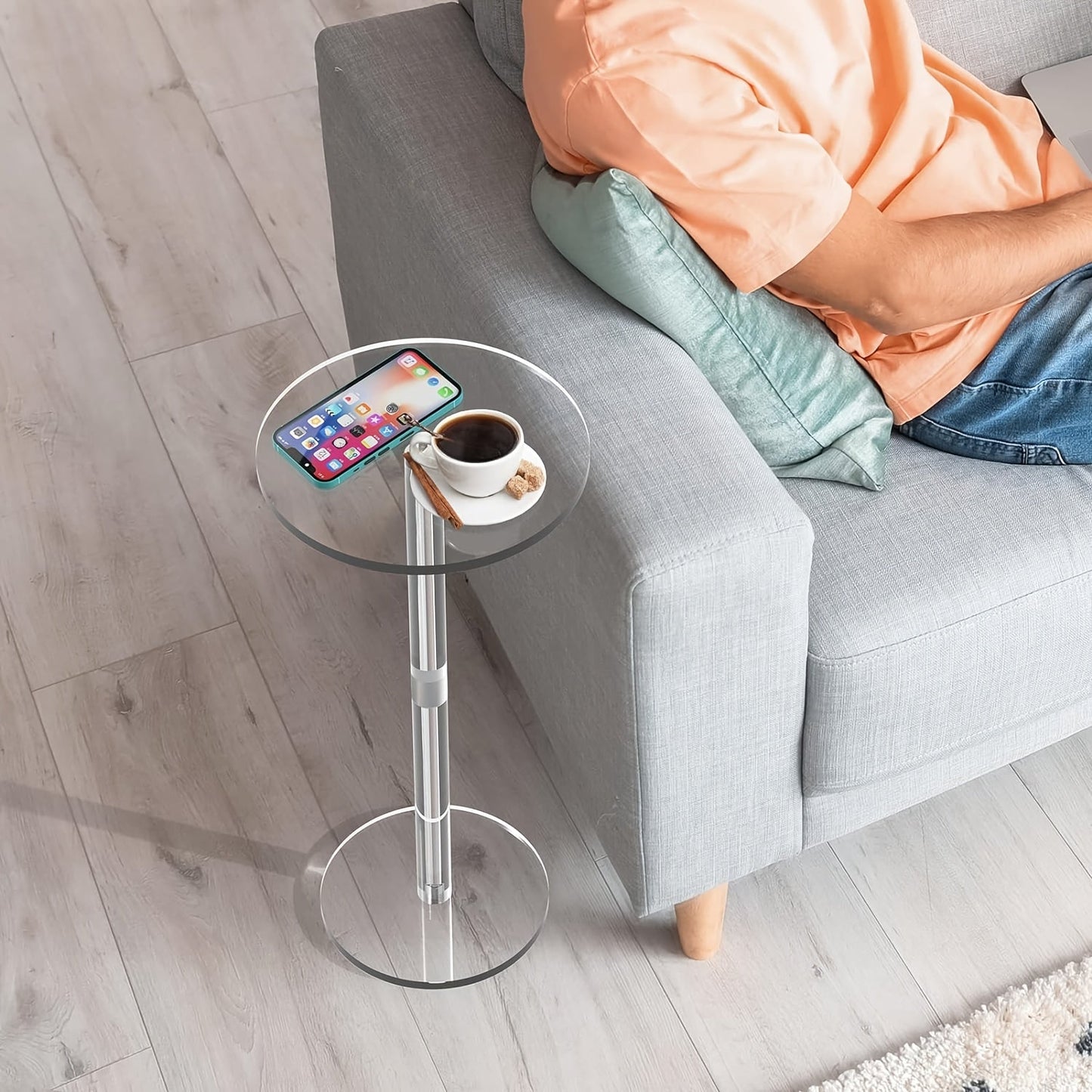 Sleek Clear Acrylic Round End Table - 24.89cm, Perfect for Small Spaces in Living Room, Bedroom, and Beyond - Durable and Simple to Assemble