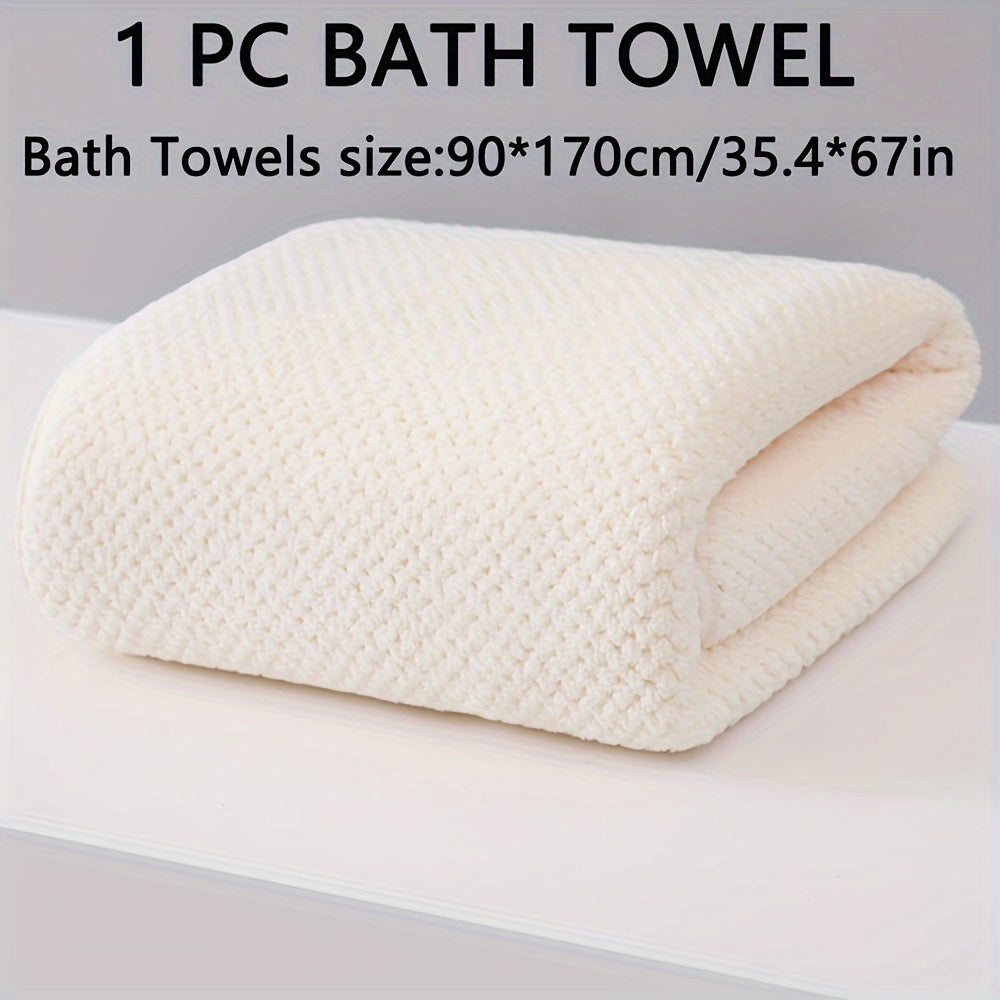 Large pineapple check patterned bath towel made of ultra-fine microfiber, highly absorbent and soft, suitable for various settings, available in multiple colors.