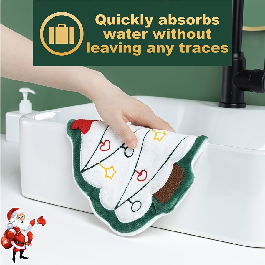 1pc Christmas-themed quick-dry hand towel - thick and breathable with festive designs