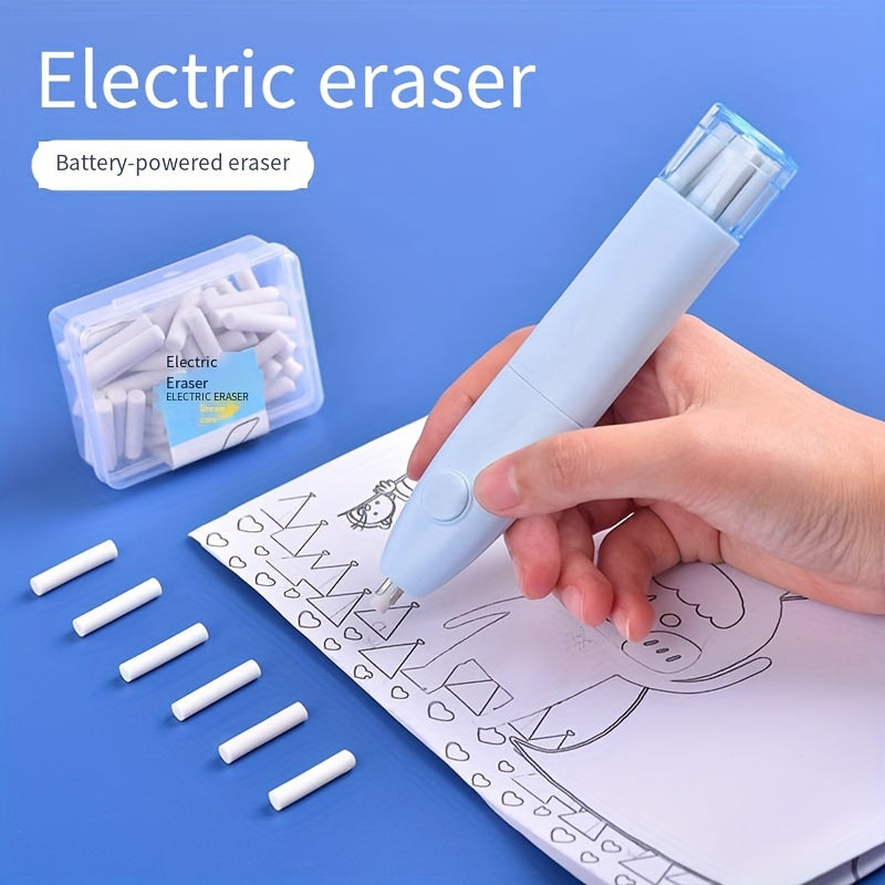 1 electric eraser with 10 spare cartridges for students and art students, battery-free, leaves no traces