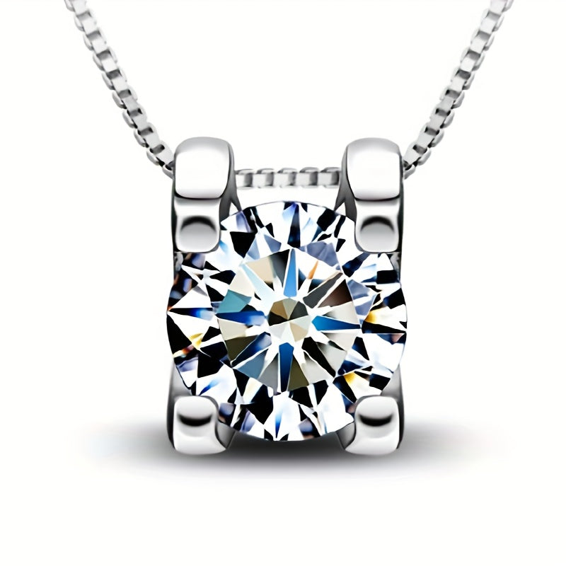 Vintage Boho Style 925 Sterling Silver Moissanite Pendant Necklace - Elegant piece for casual wear or gifting.