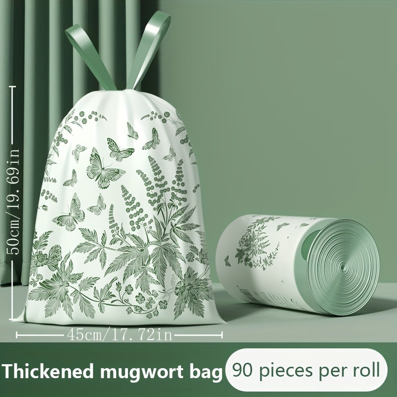 Durable Argy Wormwood Fragrance Leak-Proof Garbage Bags - 270/90pcs, Deodorizing, Perfect for Kitchen and Bathroom Cleaning