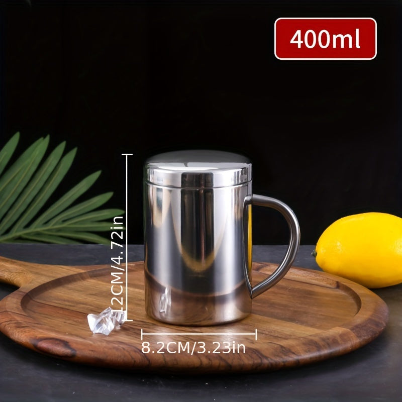 304 Stainless Steel Coffee Mug with Lid, Double Walled, 300ml/400ml, Insulated for Hot & Cold Drinks, Ideal Gift