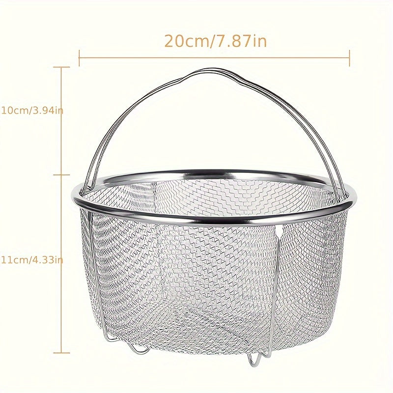 Durable Stainless Steel Steamer Basket with Tripod Stand - Ideal for Cooking Vegetables, Pasta & More - Versatile and Safe Mesh Design