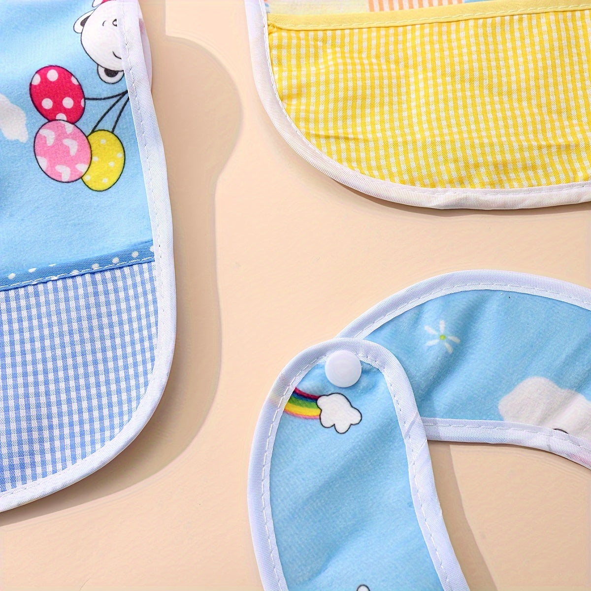 Set of 3 Velvet Waterproof Bibs, Cute Cartoon Designs for Feeding and Drooling