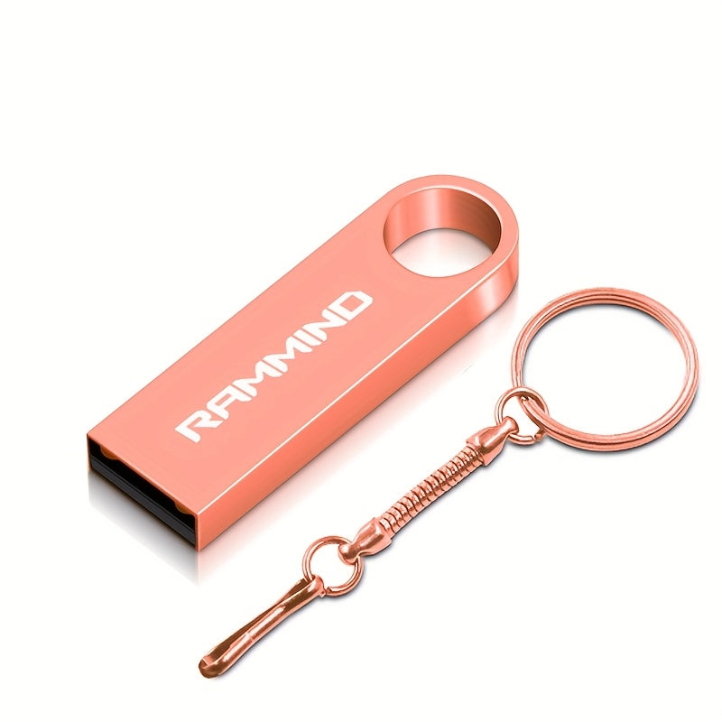 RAMMIND High-Speed USB 2.0 Flash Drive with Metal Keychain Design, available in various sizes for multiple devices.