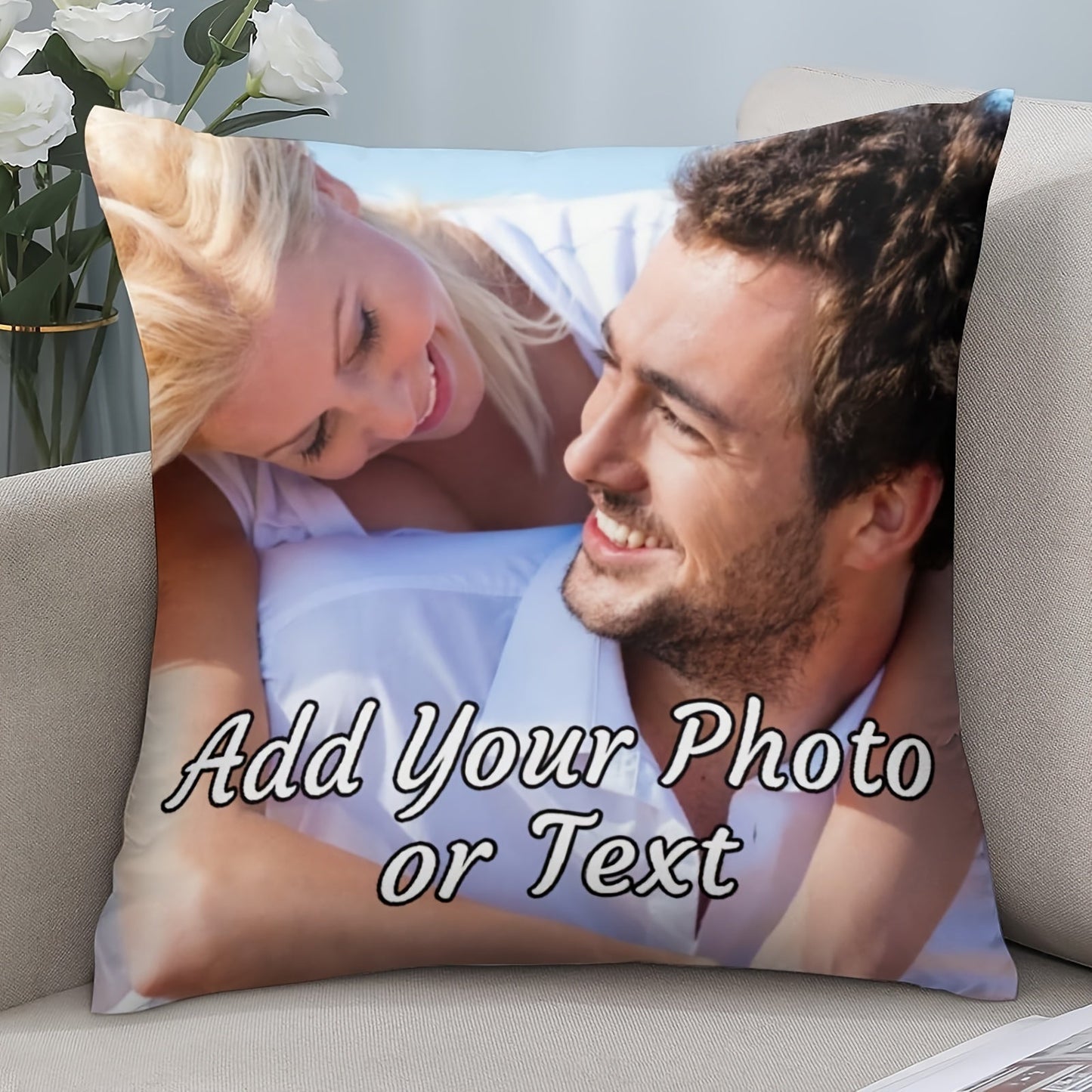 Customized Throw Pillow Cover measuring 45.72cm x 45.72cm - Featuring Individualized Single-Sided Design for Celebrating Christmas, Father's Day, Mother's Day, and Valentine's - Made with a Soft Polyester Blend in Various Colors