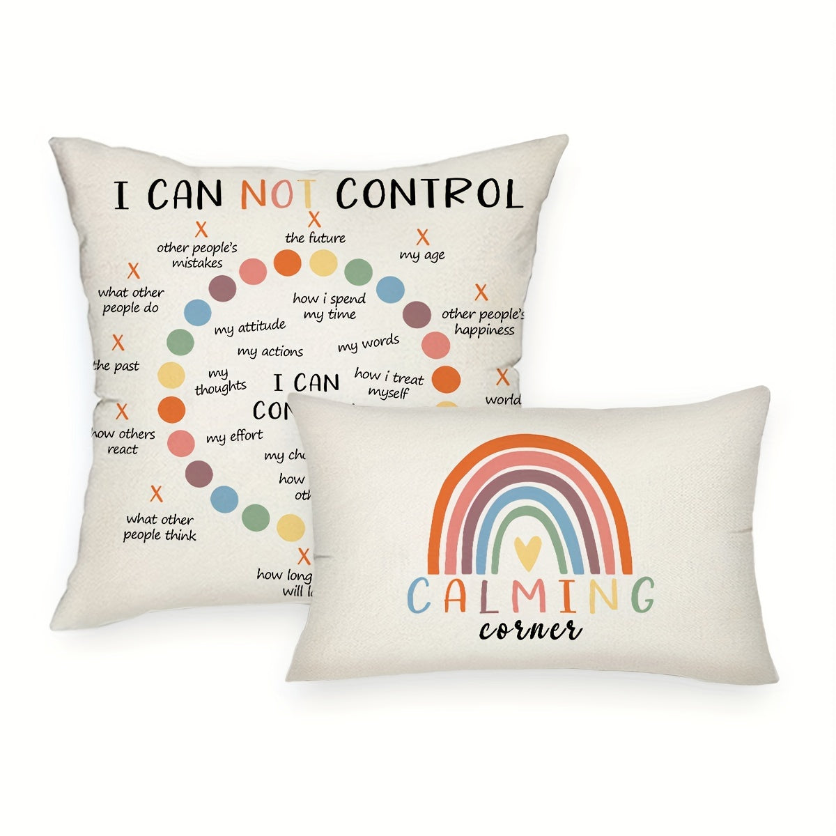 Emotional throw pillow cover, self-motivation gifts for friends, emotional regulation decor, sizes 29.97cm*50.04cm and 44.96cm*44.96cm, ideal for home decorations in living spaces, without pillow insert.