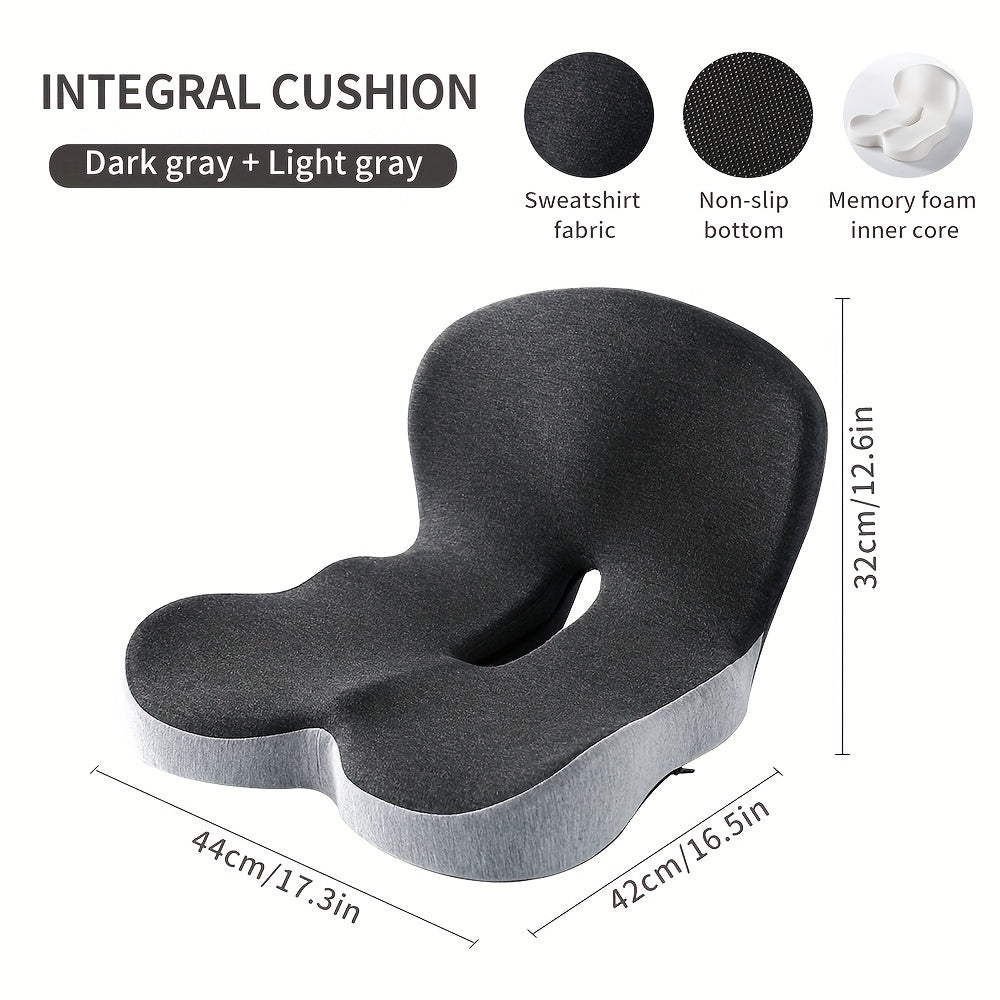 Memory foam core cushion backrest provides soft and supportive comfort, giving protection to the buttocks and waist during prolonged periods of sitting. This versatile cushion can be used in the office or car, with a removable, washable jacket made from