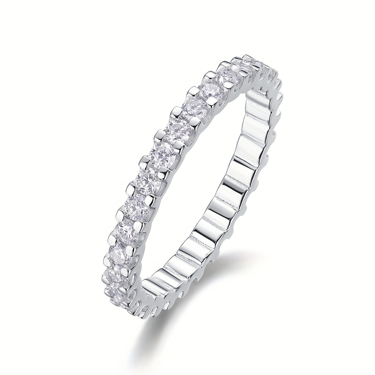 Exquisite Moissanite Eternity Band Ring in 18K Gold Plated 925 Sterling Silver, Ideal for Engagement, Anniversary, Valentine's Day, or as a Gift for Her