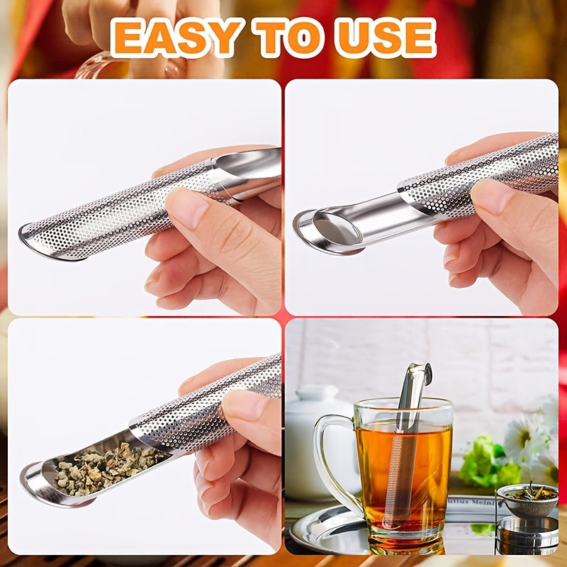 Long-Handled Stainless Steel Tea Infuser for Loose Tea, Roses, Coffee, and Spices - Stainless Steel Tea Strainer Wand for Easy Brewing